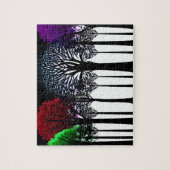 Hedendaags Zwart Silhouetbos met Kleur Legpuzzel (Verticaal)