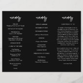 Hedendaags Zwart Trifold Bruiloft programma Flyer (Voorkant)