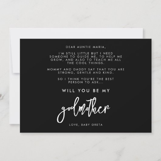 Hedendaags Zwart Wil je mijn Godmother kaart zijn (Voorkant)