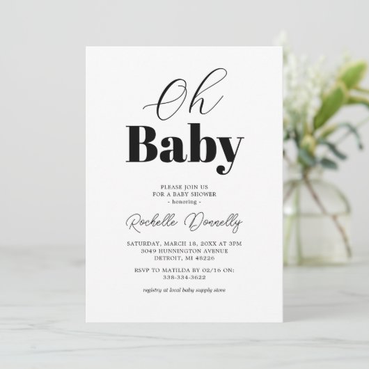 Hedendaags Zwart Wit Baby shower Kaart (Staand voorkant)