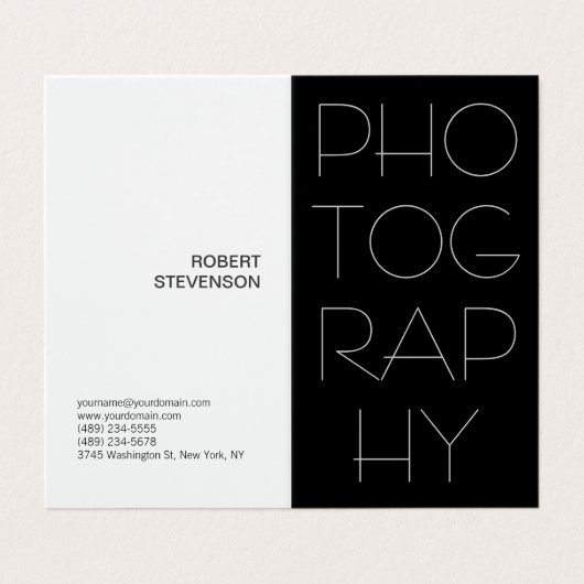 hedendaags zwart-wit fotografie Modern Visitekaartje (Buitenkant ongevouwen)