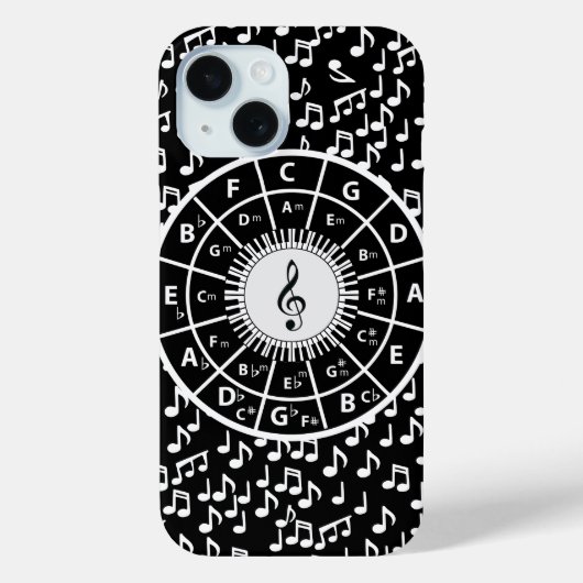 Hedendaags zwart-wit muziekwielontwerp Case-Mate iPhone case (Achterkant)