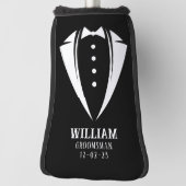 Hedendaags zwart-wit trouwpak geschenk voor bruids golfheadcover (Draai 90)