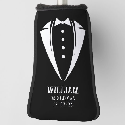 Hedendaags zwart-wit trouwpak geschenk voor bruids golfheadcover (Draai 90)