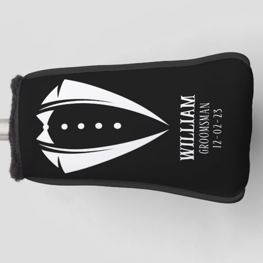 Hedendaags zwart-wit trouwpak geschenk voor bruids golfheadcover (Voorkant)