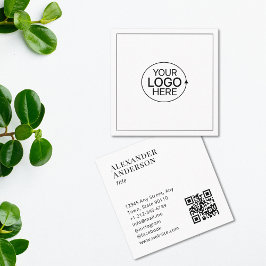 Hedendaags zwart-wit Voeg uw Logo QR-code toe Vierkante Visitekaartje