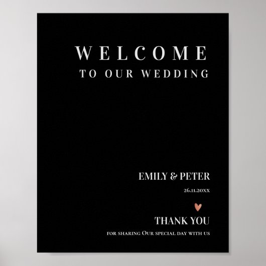 hedendaags zwart wit welkom in ons huwelijk poster (Voorkant)