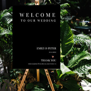 hedendaags zwart wit welkom in ons huwelijk poster