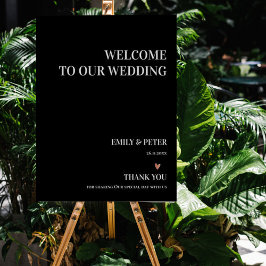 hedendaags zwart wit welkom in ons huwelijk poster