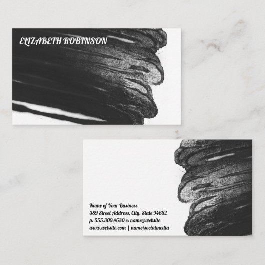 Hedendaags | Zwarte verf | Uitdrukkend Visitekaartje (Voorkant / Achterkant)