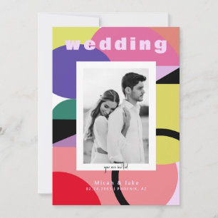 Hedendaagse 2 foto kleurrijke geometrische bruilof kaart