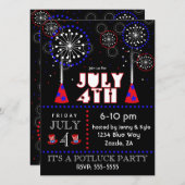 Hedendaagse 4 juli Vuurwerk Feestuitnodigingen Kaart (Voorkant / Achterkant)