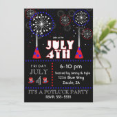 Hedendaagse 4 juli Vuurwerk Feestuitnodigingen Kaart (Staand voorkant)