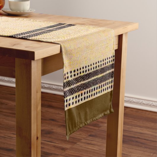 Hedendaagse aardtoon geometrische blok tabel runne korte tafelloper (Voorbeeld)