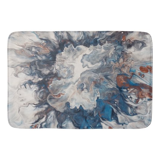 Hedendaagse Abstract Blauw Brons Grijs Cream Badmat (Voorkant)