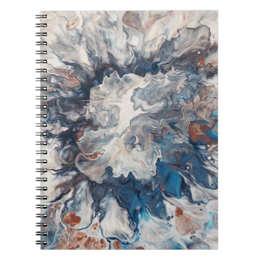 Hedendaagse Abstract Blauw Brons Grijs Cream Notitieboek (Voorkant)