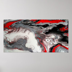 Hedendaagse Abstract - Zwart, Zilver en Rood Poster