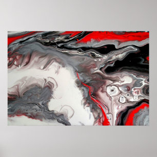 Hedendaagse Abstract - Zwart, Zilver en Rood Poster