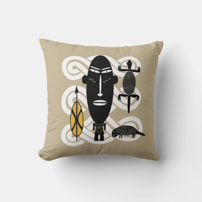 Hedendaagse abstracte Afrikaanse stamkunst Kussen (Voorkant)
