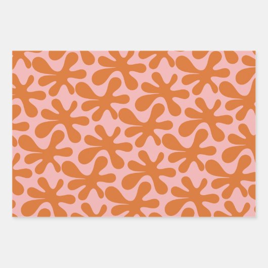 Hedendaagse Abstracte Amoeba Patroon Roze Sinaasap Inpakpapier Vel (Voorkant)