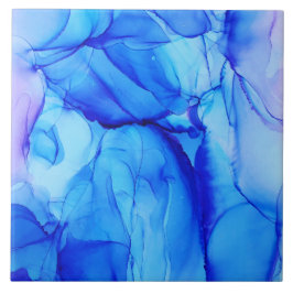 hedendaagse Abstracte blauwe en Paarse inkt kunst Tegeltje
