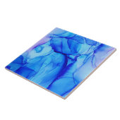 hedendaagse Abstracte blauwe en Paarse inkt kunst Tegeltje (Zijkant)