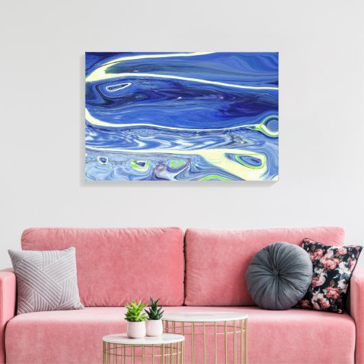 hedendaagse abstracte blauwe spiraalontwerp canvas afdruk (Insitu (Woonkamer))