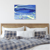 hedendaagse abstracte blauwe spiraalontwerp canvas afdruk (Insitu (Slaapkamer))