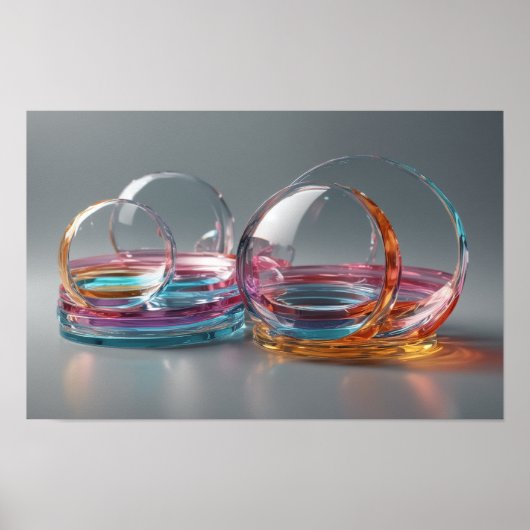 Hedendaagse Abstracte glaskunst roze en grijs Poster (Voorkant)