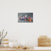 Hedendaagse Abstracte glaskunst roze en grijs Poster (Keuken)