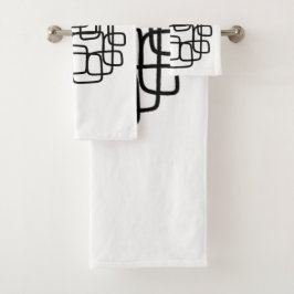 Hedendaagse Abstracte lijnkunst zwart-wit Bad Handdoek