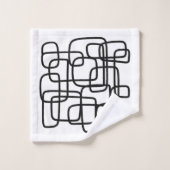 Hedendaagse Abstracte lijnkunst zwart-wit Bad Handdoek (Wasdoekje)