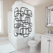 Hedendaagse Abstracte lijnkunst zwart-wit Douchegordijn (In situ)