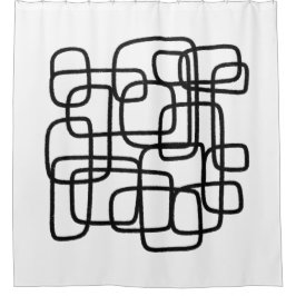 Hedendaagse Abstracte lijnkunst zwart-wit Douchegordijn