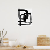 Hedendaagse Abstracte lijnkunst zwart-wit Poster (Keuken)