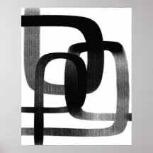 Hedendaagse Abstracte lijnkunst zwart-wit