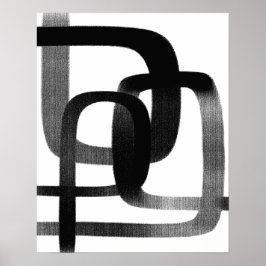 Hedendaagse Abstracte lijnkunst zwart-wit Poster