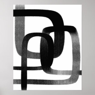 Hedendaagse Abstracte lijnkunst zwart-wit Poster