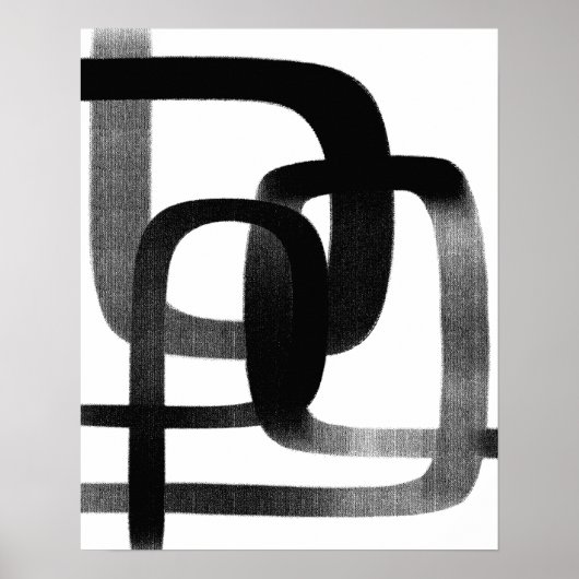 Hedendaagse Abstracte lijnkunst zwart-wit Poster (Voorkant)