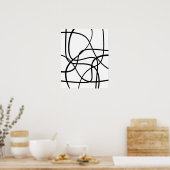 Hedendaagse Abstracte lijnkunst zwart-wit Poster (Keuken)