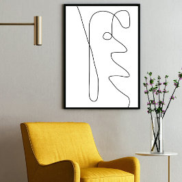 Hedendaagse Abstracte lijnkunst zwart wit Poster