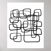 Hedendaagse Abstracte lijnkunst zwart-wit Poster (Voorkant)