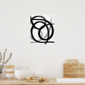 Hedendaagse Abstracte lijnkunst zwart-wit Poster (Keuken)