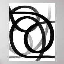 Hedendaagse Abstracte lijnkunst zwart-wit