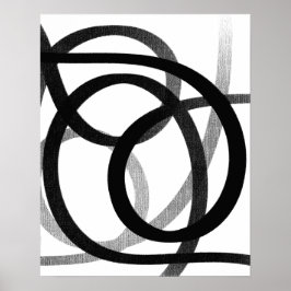 Hedendaagse Abstracte lijnkunst zwart-wit Poster