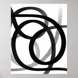 Hedendaagse Abstracte lijnkunst zwart-wit Poster