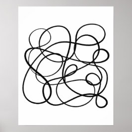 Hedendaagse Abstracte lijnkunst zwart-wit Poster