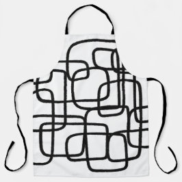 Hedendaagse Abstracte lijnkunst zwart-wit Schort