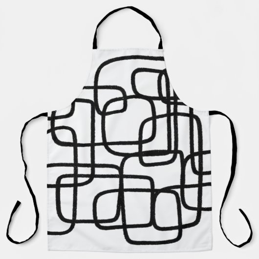 Hedendaagse Abstracte lijnkunst zwart-wit Schort (Voorkant)