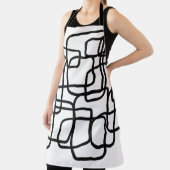 Hedendaagse Abstracte lijnkunst zwart-wit Schort (Insitu)